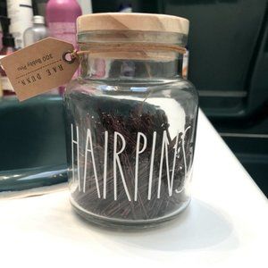Rae Dunn HAIRPINS Glass Jar 300 Bobby Pins